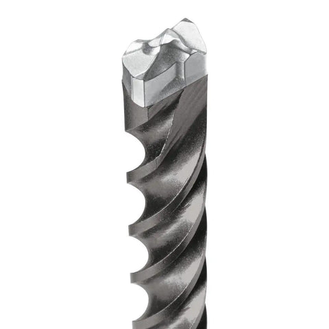 Close-up of Beast Half Inch By Ten Inch By Twelve Inch SDS-Plus Bulldog Xtreme Carbide Rotary Hammer Drill Bit with four cutter head