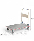 24X36 Aluminum Platform Truck Cart, 660 Lb Heavy Duty Workhorse Flatbed with foldable handle and rubber casters.