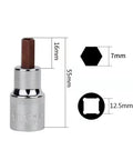 Solid Chrome Alloy Steel Hex Bit Socket Adapter Kit With 9x 1/2 Inch Drive Sockets Designed For Impact Wrenches And Heavy Duty Jobs To Get Your Tools Ready Fast. 16mm 7mm 12.5mm adapter