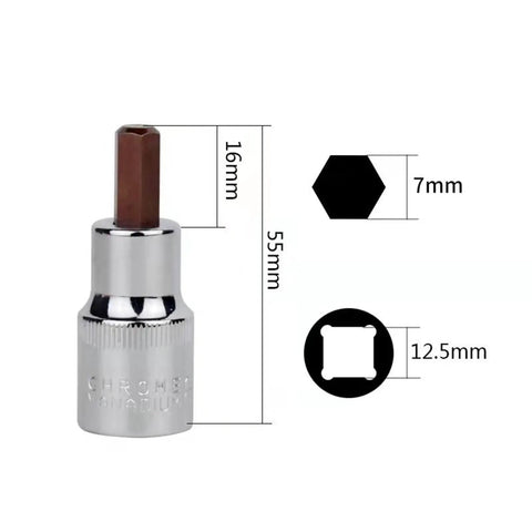 Solid Chrome Alloy Steel Hex Bit Socket Adapter Kit With 9x 1/2 Inch Drive Sockets Designed For Impact Wrenches And Heavy Duty Jobs To Get Your Tools Ready Fast. 16mm 7mm 12.5mm adapter