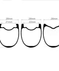 Diagram of Full Carbon Road Bike Wheel Rims 700C Tubeless Ready Hooked Hookless Tubular 28mm Width Toray T700 T800 profiles