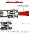 Side view of Two Pack Self Locking 304 Stainless Steel Toggle Clamp For Quick Press Door Bolts And Box Fixtures with red handle.