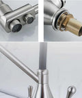 TXGJWRA Faucet 3-Way Tap with Pull-Out Spray Black Silicone Hose Chrome Finish components showing hoses and fittings