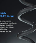 Close-up of Ultra Fast High Bandwidth Ethernet Cable For Indoor Outdoor Use 6ft Patch Cord with FM-PE jacket and water droplets.