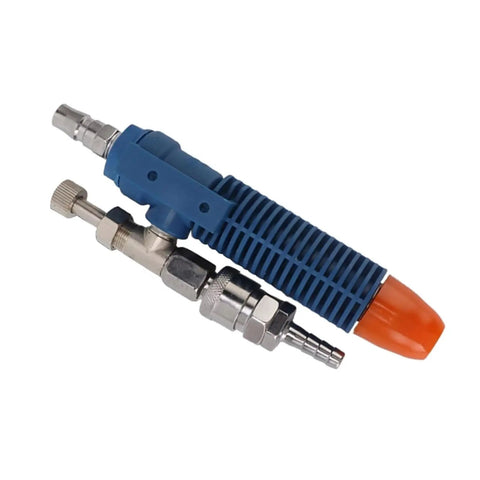 Blue air compressor attachment for Industrial Cooling Vest Powered By Filtered Compressed Air For Welders And Construction Crews.