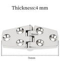 Six Hole 316 Stainless Steel Back Polished Casting Hinge 76x38mm for Boat Cabin Door, shown with 6 mounting holes