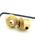 Brass Bevel Gear Set 0.5 Module 20 Teeth Two Pack With 3mm Bore And 4mm Shaft Umbrella Tooth Helical Design Beefed Up Metal Gear