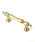 Brushed Gold Cabinet Pulls And Solid Heavy Drawer Handles For Kitchen Cabinets And Bath Vanity 3 Inch Hole Center Top Notch Luxury Dresser Hardware Six Pack Satin Finish Fingerprint Resistant handle