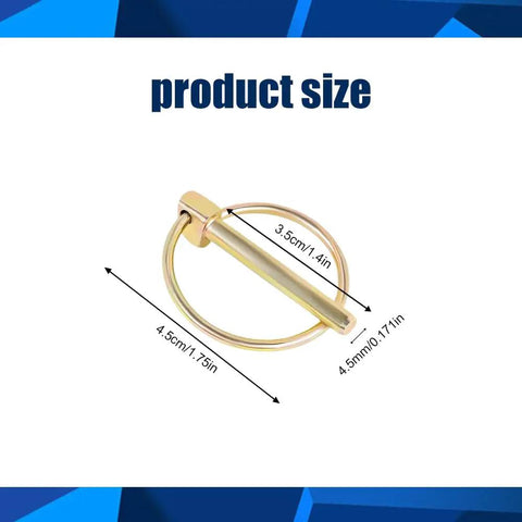 Single lynch pin from Beefed Up Heavy Duty Lynch Pin Set for 3 Point Hitch Pins 3 Sixteenth Inch Round Locks with size dimensions.