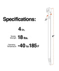 Heavy Duty UV Resistant Black Cable Ties 4 Inch Pack Of 100 Industrial Nylon 6 6 Ties With 18 Lb Tensile Strength Specifications Diagram