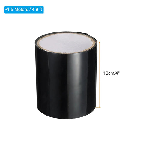 Self-Fusing Silicone Waterproof Seal Tape For Leaks In Pipes, Hoses, Tents, And Boats. Quick Fix Black 4 In By 5 Ft Patch And Repair Tape For DIY Seals, black roll, size shown