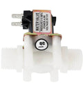 DC 12V 1/2 Inch Solenoid Valve NC Normally Closed Water Inlet Flow Switch with G1/2 Thread, close-up view