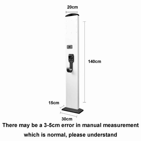 Kickass EV Charger Station Box And Cable Keeper, 140cm tall aluminum stand for electric car cords, waterproof outdoor use.