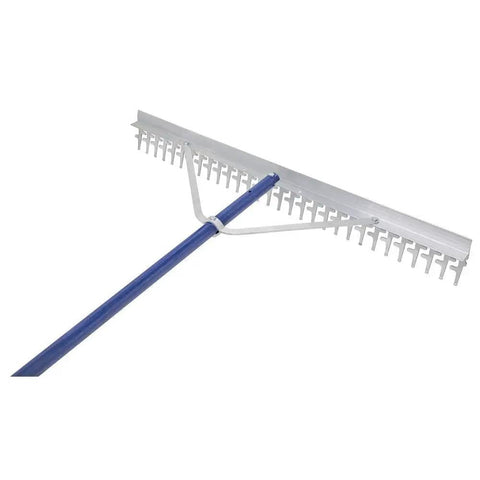 36 Inch Screening Rake With 66 Inch Handle For Beach And Lawn Cleanup, showing dual teeth and grading edge for debris trapping