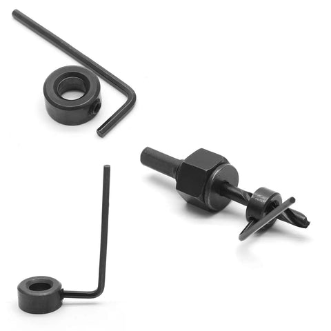 8 Piece Drill Bit Depth Stop Collar Set With Allen Key Wrench For Precise Drilling, showing metal collar and Allen key