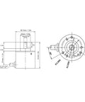 Technical drawing of Hollow Shaft Encoder 5 to 24V DC 2 Phase Output Aluminum and Plastic Build Compact for industrial automation.