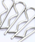 Durable 38 Piece Cotter Pin Assortment Kit With R Clips And Retaining Pins In Five Sizes For Hitch Pin Locks Heavy Duty Steel Construction Ideal For Tractor Trailer Lawn Equipment And Outdoor Gear Hairpin Style Cotter Pins Included close-up