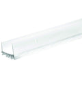 Vinyl Slide-On Door Bottom for Metal Doors 1-3/4 Inch Wide by 36 Inch Long White Seals Gaps Up to 1/2 Inch with 6 Flexible Fins, angled view.