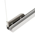 Close-up of Full Extension Drawer Slides Kit with stainless steel rails and glass sliding door wheel in track clamp.
