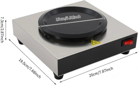 Straight Up Coffee Pot Warmer Hot Plate 80-watt, 5.9-inch surface, stainless steel, for cozy drinks on counters or desks.