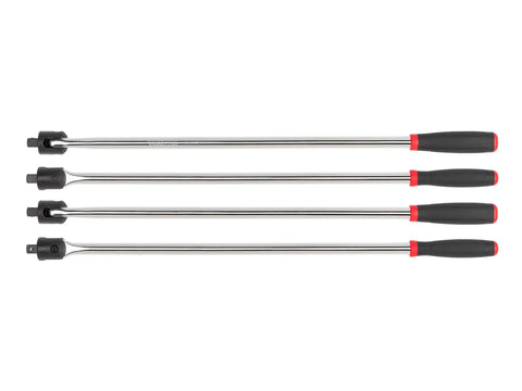 One Half Inch Drive Twenty Four Inch Breaker Bar With Comfort Grip, 230 Degree Pivoting Head, shown in four positions