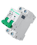 Miniature Circuit Breaker 3 Pack DZ47 63 110/240V 2 Pole 16A MCB for home and solar installations, DIN rail mounted front view