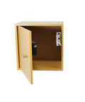Open wooden cabinet showing installed Easy Install RFID Electronic Cabinet Lock Hidden DIY Kit For Wood Cabinets And Drawers