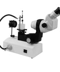 Jewelry Microscope, Stereo Zoom 6.7X-45X, LED Illumination, Oil-Immersed Gem Stand For Gemology, Professional Jewelry Inspection, High-Res Clarity For Facets And Inclusions, JM02020101 on white base with LED lamp