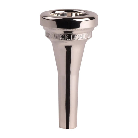 Steven Mead Euphonium Mouthpiece Silver Plated 5880E SM5 Barrel Backbore For Balanced Airflow And Killer Tone With Large Shank Fitting Euphonium Accessories Designed For Easy Articulation And Expressive Playing. silver-plated euphonium mouthpiece, front view