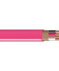 SIMPull Solid Indoor NM-B 10/3 With Ground Cable, 50 Ft Orange Coil close-up showing copper wires and insulation layers.