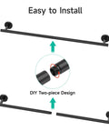 Matte Black Towel Bar 24 Inch Wall Mounted Stainless Steel Towel Rack Split In Two Parts For Total Length 26 Inch Fits 24 Inch Wall Studs