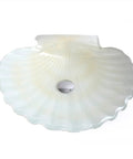 USZWBY Bathroom Vessel Sink Tempered Glass Bathroom Vessel Sink Shell Shape Above Counter Vanity Sink with a shiny finish.
