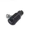 Heavy Duty Drain Snake Repair Connector For Field Use No Sweat Swap Fits Left Wound Branch Line Cables Quick Slide Female Splice Adapter 1 2 Inch Sewer Cleaner Cable Works Job Site Fix with black coating and screw.