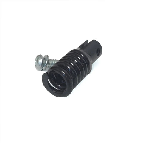 Heavy Duty Drain Snake Repair Connector For Field Use No Sweat Swap Fits Left Wound Branch Line Cables Quick Slide Female Splice Adapter 1 2 Inch Sewer Cleaner Cable Works Job Site Fix with black coating and screw.
