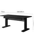 Super Sturdy Electric Standing Desk With Dual Storage Drawers And Whisper Quiet Lift Features A Heavy Duty Ash Wood Desktop In Crisp Matte Black, 160cm length.