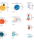 Cosmic Space Planet Wall Decals For Kids Educational Wall Stickers Showing Sun, Uranus, Astronaut, Jupiter, Saturn, Rockets, Neptune, Earth
