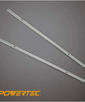 Top-Shelf 13-Inch Planer Blades For Ryobi AP1300, Replacement Set Of 4 Killer Reversible Woodworking Knives With Precision Locator Holes For Snappy, Dead Smooth Cuts. Two premium 13-inch HSS planer blades on a gray background.