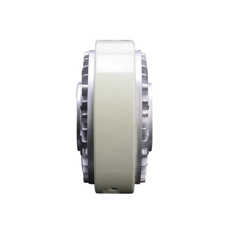 Side view of Magnetic Powder Brake With Tension Control for hollow shaft roll-off systems, 0.6 Kg torque, one color, metal design