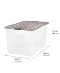 Big Ticket Clear Storage Bins 144 Quart 3 Pack Stackable Containers With Snappy Buckles Grooved Lid Handles Every Heavy Haul For Zero Drama Household Organization side view with size dimensions