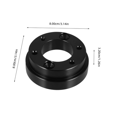 Riser Adapter Plate for Racing Cars, black bolt-on accessory, 8cm diameter, 3.2cm height. Durable and easy install hub adapter.