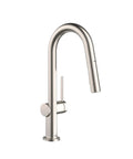 hansgrohe Talis N Pull Down Kitchen Faucet, Modern, Magnetic Hand Sprayer, 1-Handle, 1.75 GPM, Stainless Steel Optic, 72866801 in sleek design