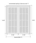Modern White Bypass Sliding Closet Doors With Solid Core Construction And Complete Hardware Package Featuring Heavy Duty Rollers Slick Matte Finish Delivers Smooth Glide Operation For Fast Room Refresh dimensions diagram showing height 96 inches and width 36 inches.