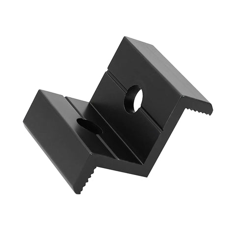 20 Pcs Heavy Duty Aluminum Solar Panel End Clamps For 30Mm And 35Mm Modules Paired With Corrosion Resistant Stainless Steel Fasteners, showing a black end clamp.