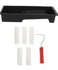 Slick Mini Paint Roller Kit With Built In Tray For Precision Detail Work Trim And Furniture Touch Ups includes tray, mini roller, and extra rollers.