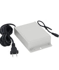 Solid 12V Ups Battery Backup Delivers Steady 1500 Milliamp Output And 3600 Mah Capacity for routers, gray waterproof housing with power cord.