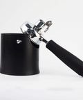 Heavy Duty Shock Absorbent Coffee Knock Box For Espresso Machines with black base and chrome handle, designed for easy disposal.