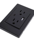 Heavy Duty 3 Prong Wall Outlet With Quick Charge Usb Ports Built Like A Tank Polycarbonate Faceplate, black dual plug design.