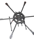 Top view of 3K Carbon Fiber Folding Hexacopter Frame 680mm For FPV Drones Airframe Kit TL68B01 with extended arms.