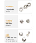 20 Pack M8 x 1.25 Nylon Inserted Stainless Steel Lock Nuts Self Locking 304 Grade 8mm Hex Built Tough for Automotive Bike Machinery