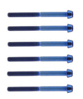 Ride Out The Grind With Tough As Nails M6 Titanium Taper Head Bolts Six Piece Set Heavy Duty Hex Socket Screws in blue.